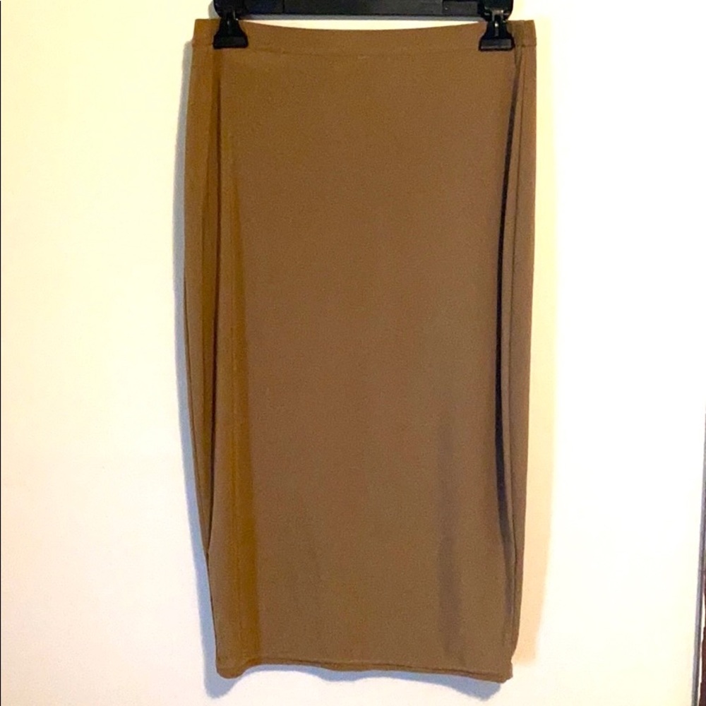 Boohoo tan pencil skirt